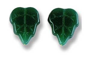 12x10mm Czech Pressed Glass Leaves Beads-Jade Opal Green