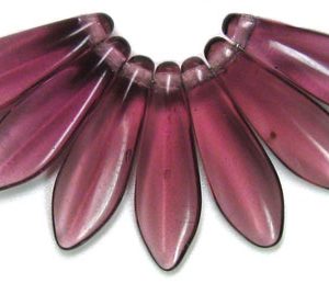 15x5mm Czech Pressed Glass Dagger Beads-Amethyst Purple