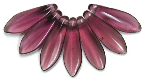 15x5mm Czech Pressed Glass Dagger Beads-Amethyst Purple