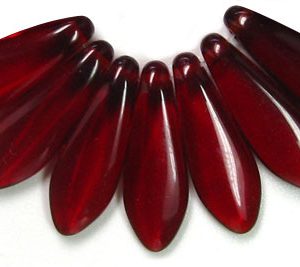15x5mm Czech Pressed Glass Dagger Beads-Garnet Red
