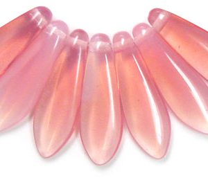15x5mm Czech Pressed Glass Dagger Beads-Pink Opal