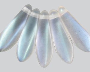15x5mm Czech Pressed Daggers-Frosted Crystal AB