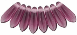 10x3mm Czech Pressed Mini Daggers-Amethyst