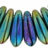 10x3mm Czech Pressed Mini Daggers-Green Iris