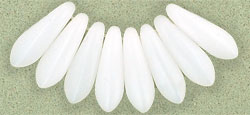 10x3mm Czech Pressed Mini Daggers-White Opal