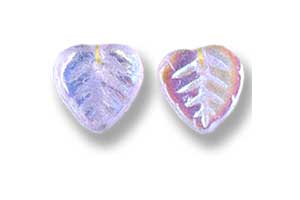 10mm Czech Pressed Glass Heart Leaves Beads-Alexandrite AB
