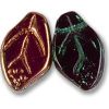 7x12mm Czech Pressed Flat Leaves-Kelly Green Half Copper