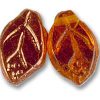 7x12mm Czech Pressed Flat Leaves-Hyacinth Half Copper