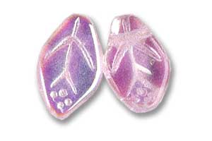 7x12mm Czech Pressed Glass Flat Leaves Beads-Alexandrite AB