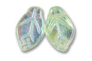 7x12mm Czech Pressed Flat Leaves-Peridot AB