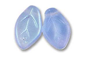 7x12mm Czech Pressed Flat Leaves-Frosted Light Sapphire AB