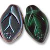 7x12mm Czech Pressed Flat Leaves-Frosted Kelly Vitral