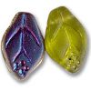 7x12mm Czech Pressed Flat Leaves-Frosted Olive Vitral