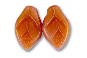 7x12mm Czech Pressed Flat Leaves-Carnelian Satin