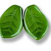 14x9mm Czech Pressed Curved (Curled) Leaves-Light Green Satin