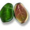 14x9mm Czech Pressed Curved (Curled) Leaves-Frosted Kelly Vitral