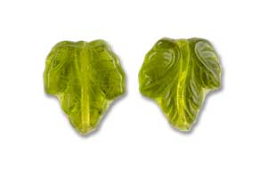 14x16mm Czech Pressed Glass Grape Leaves Beads-Olive Green