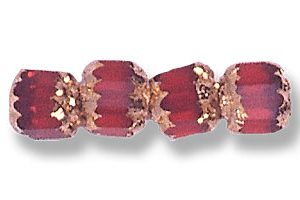 6mm Czech Faceted Fire Polish Cathedral Bead-Garnet with Gold Caps