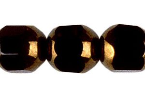 8mm Czech Faceted Fire Polish Cathedral Bead-Jet with Smooth Gold Caps