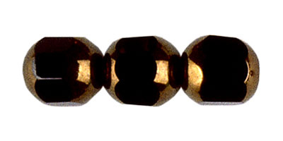 8mm Czech Faceted Fire Polish Cathedral Bead-Jet with Smooth Gold Caps