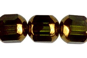 8mm Czech Faceted Fire Polish Cathedral Beads – Olive with Smooth Gold Caps