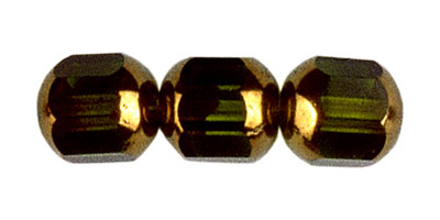 8mm Czech Faceted Fire Polish Cathedral Beads – Olive with Smooth Gold Caps