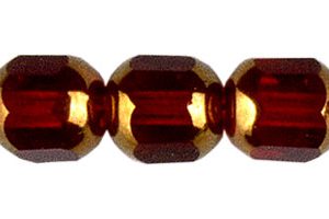 8mm Czech Faceted Fire Polish Cathedral Bead-Fuchsia with Smooth Gold Caps