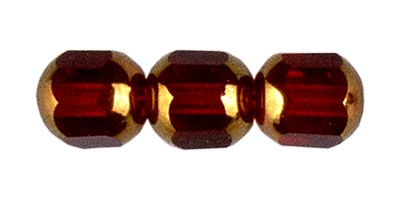 8mm Czech Faceted Fire Polish Cathedral Bead-Fuchsia with Smooth Gold Caps