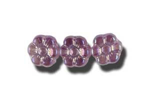 8mm Czech Pressed Glass Flower Beads-Opaque Purple AB