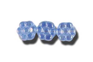 8mm Czech Pressed Glass Flower Beads-Light Sapphire AB Blue