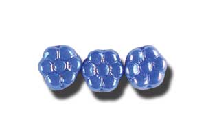 8mm Czech Pressed Glass Flower Beads-Opaque Sapphire Blue AB