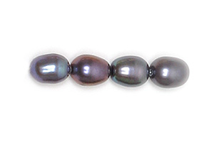 Blue-Gray Small Oval Fresh Water Pearls, 16 inch Strands of Pearl Beads