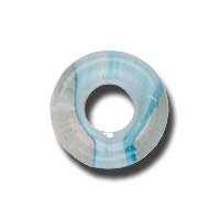 9mm Czech Pressed Glass Ring Beads-Crystal with Aqua Blue Swirls
