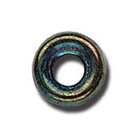 9mm Czech Pressed Glass Ring Beads-Green Iris