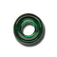 9mm Czech Pressed Glass Ring Beads-Dark Green