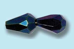 10x7mm Czech Faceted Fire Polish Tear Drop Beads - Blue Iris
