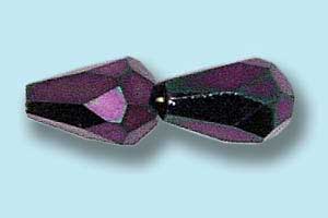 10x7mm Czech Faceted Fire Polish Tear Drop Beads - Purple Iris
