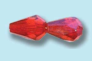 10x7mm Czech Faceted Fire Polish Tear Drop-Ruby AB