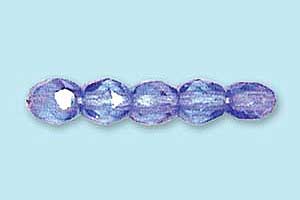 4mm Czech Faceted Round Fire Polish-Light Sapphire AB