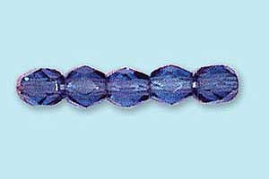 4mm Czech Faceted Round Fire Polish-Montana Blue