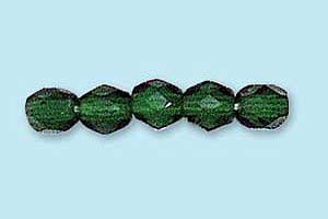 4mm Czech Faceted Round Fire Polish-Kelly Green