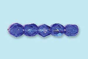 4mm Czech Faceted Round Fire Polish-Sapphire AB