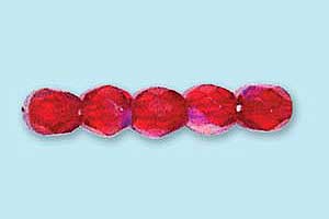 4mm Czech Faceted Round Fire Polish-Garnet AB