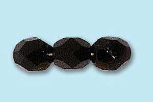 6mm Czech Faceted Round Fire Polish-Black