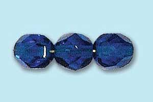 6mm Czech Faceted Round Fire Polish-Capri Blue