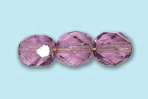 6mm Czech Faceted Round Fire Polish-Amethyst