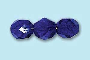 6mm Czech Faceted Round Fire Polish-Cobalt Blue