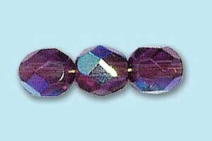 6mm Czech Faceted Round Fire Polish-Amethyst AB