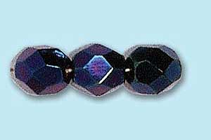 6mm Czech Faceted Round Fire Polish-Blue Iris