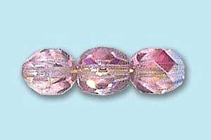 6mm Czech Faceted Round Fire Polish-Light Amethyst AB